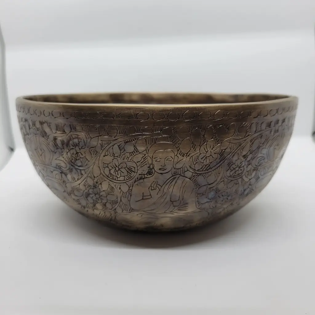 Buddha Enlightenment Hand-Engraved Singing Bowl (20cm) – #BESB10019