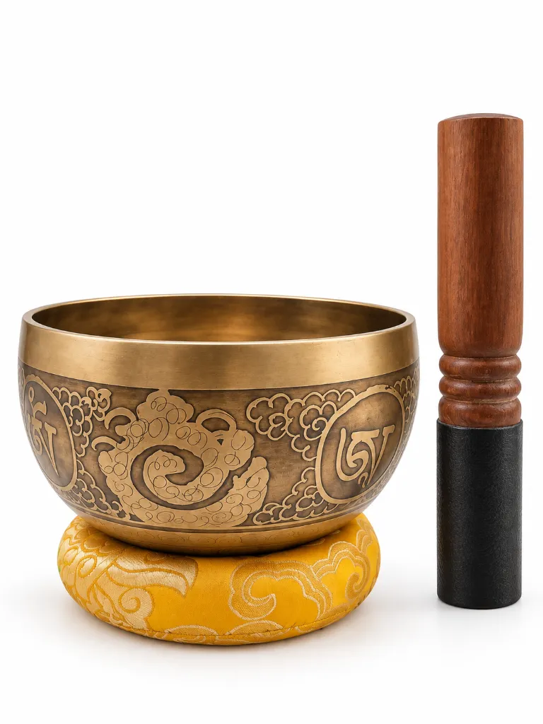 Handmade Singing Bowl from Nepal with Yin-Yang Engraving