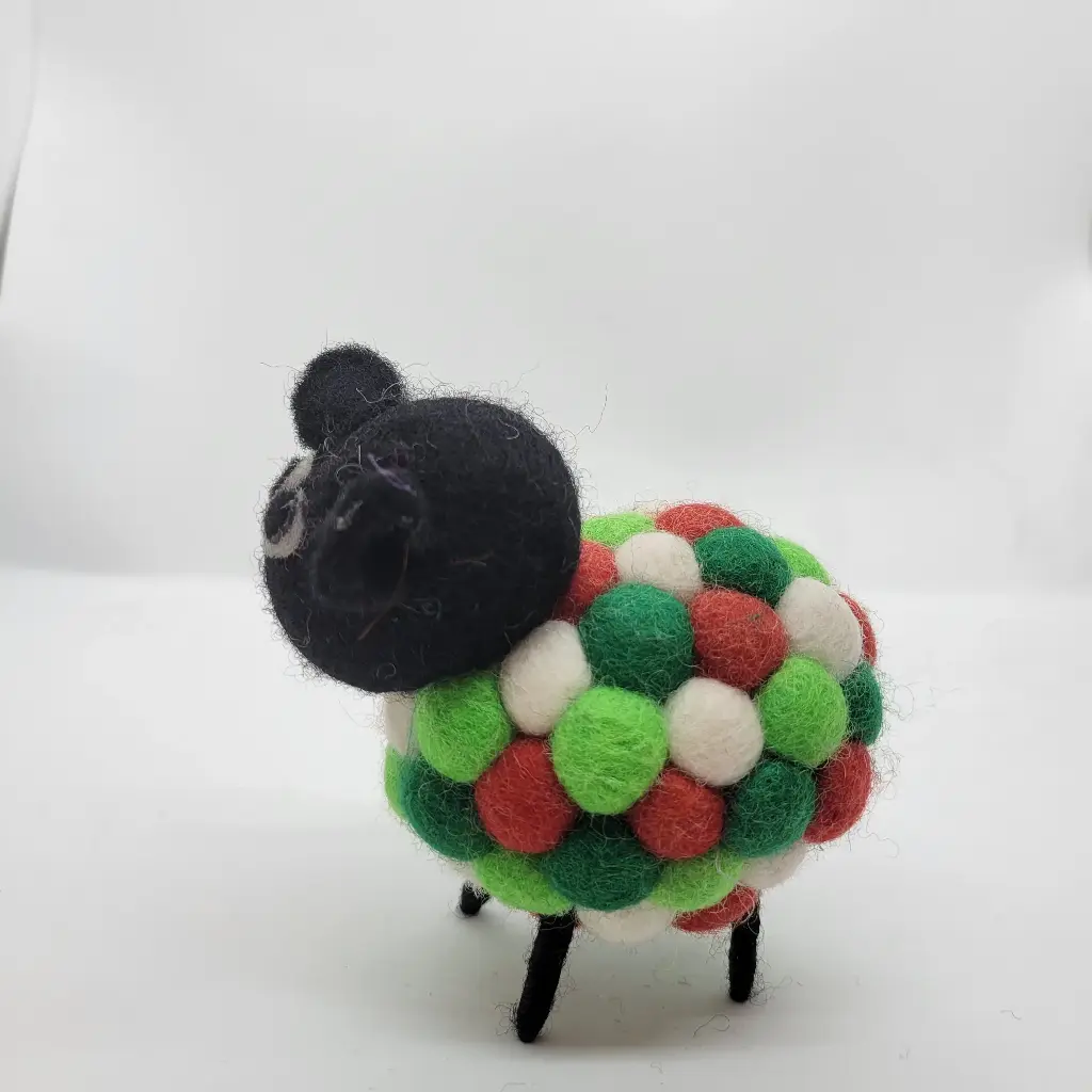 Rainbow Felt Sheep Green