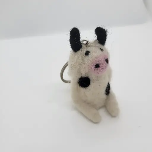 Felt Cow Keychain