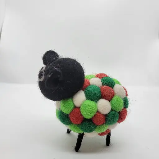 Rainbow Felt Sheep Green
